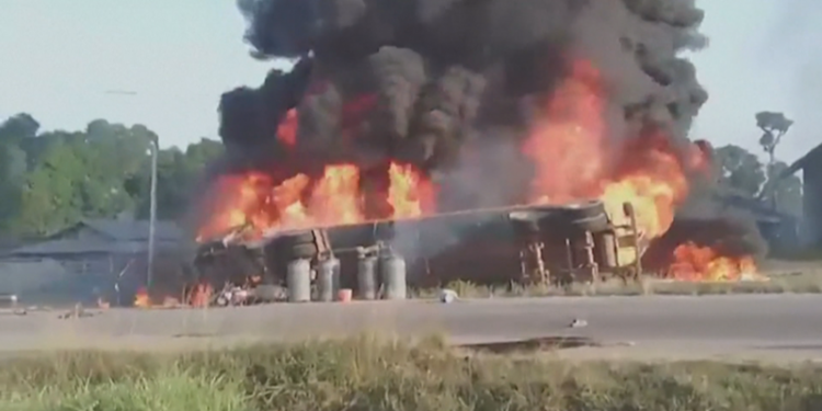 An explosion of a gas tanker kills at least 40 in Liberia