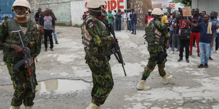 Kenyan Police patrol Haitian Capital