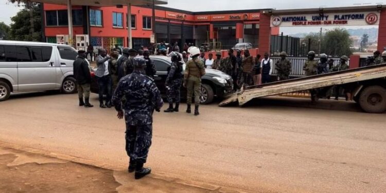 Police, troops block Ugandan opposition headquarters ahead of protest