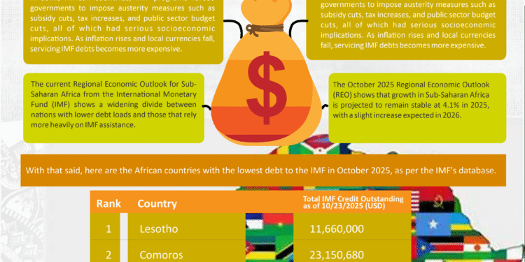 Infographic: Top 10 IMF Least Indebted African Nations in October 2025