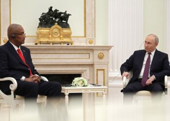 Russia’s Vladimir Putin hosts Seychelles President Patrick Herminie at Kremlin