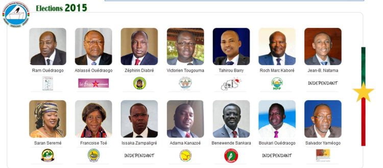 قائمة المرشحين في الانتخابات الرئاسية البوركينية 2015م