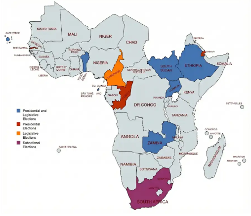 الشكل (1): الانتخابات في إفريقيا 2026مالمصدر: تجميع خاص بالمؤلفين.