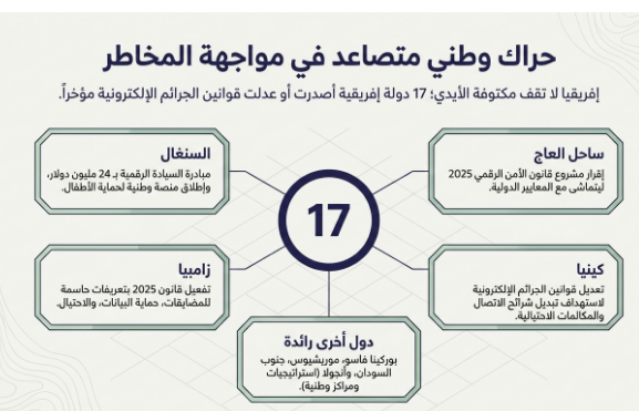 (شكل 5): جهود إفريقية لمواجهة الجرائم الإلكترونية- تقرير الإنتربول 2026. (من إعداد الباحثة استنادًا إلى المحور الثالث من هذا المقال، وتقرير الإنتربول 2026)
