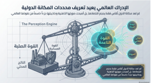 (شكل 2): من القوة الصلبة إلى الانطباعات والتصورات.. محددات المكانة الدولية في مؤشر أفضل الدول 2026 (المصدر: بتصرف، بحسب مؤشر أفضل الدول 2026 جامعة بنسلفانيا، 2026).